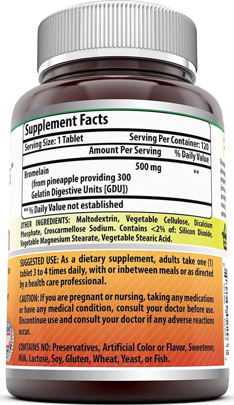 Amazing Formulas Bromelain 500Mg Tablets - Proteolytic Enzymes - Supports Digestion of Proteins - Anti-Inflammatory Properties - Supports Nutrient Absorption (120 Count (Pack of 3))