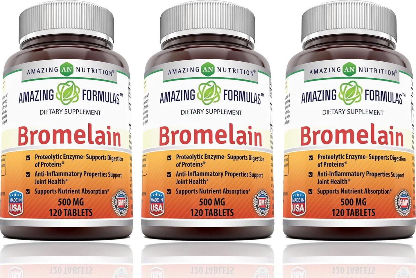 Amazing Formulas Bromelain 500Mg Tablets - Proteolytic Enzymes - Supports Digestion of Proteins - Anti-Inflammatory Properties - Supports Nutrient Absorption (120 Count (Pack of 3))