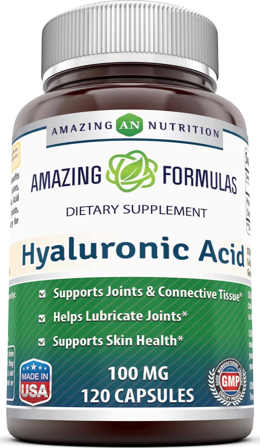 Amazing Formulas Hyaluronic Acid 100 mg 120 Capsules (Non-GMO,Gluten Free) - Support Healthy Connective Tissue and Joints - Promote Youthful Healthy Skin