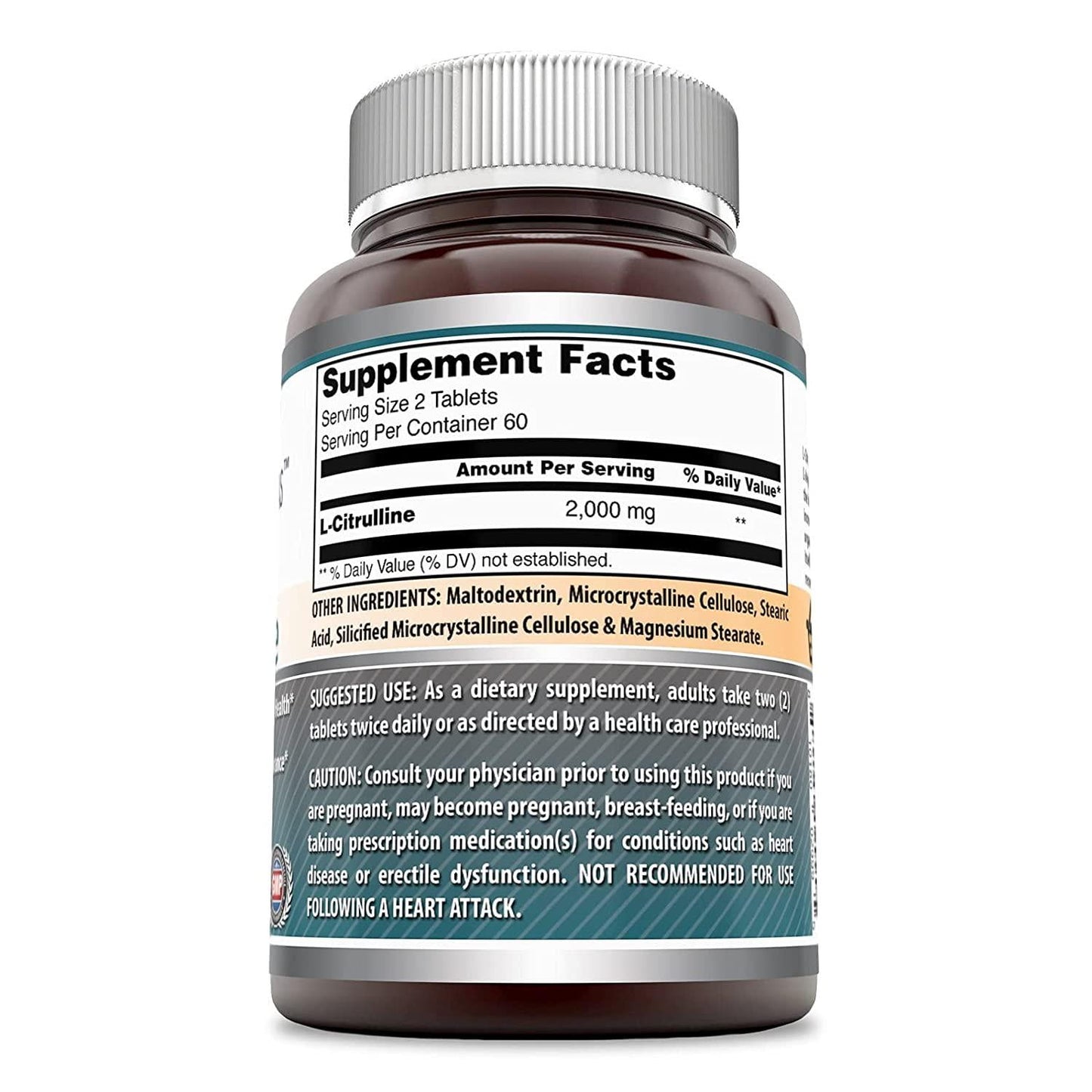 Amazing Formulas L Citrulline 2000mg Per Serving 120 Tablets (Non-GMO,Gluten Free) - Promotes Healthy Circulation and Cardiovascular Health - Enhances Endurance