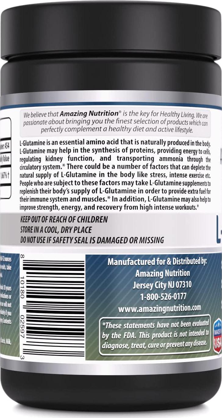Amazing Formulas L-Glutamine Powder Supplement - Promotes Workout Recovery, Supports The Immune System and Muscle Maintenance* (1 Pound)