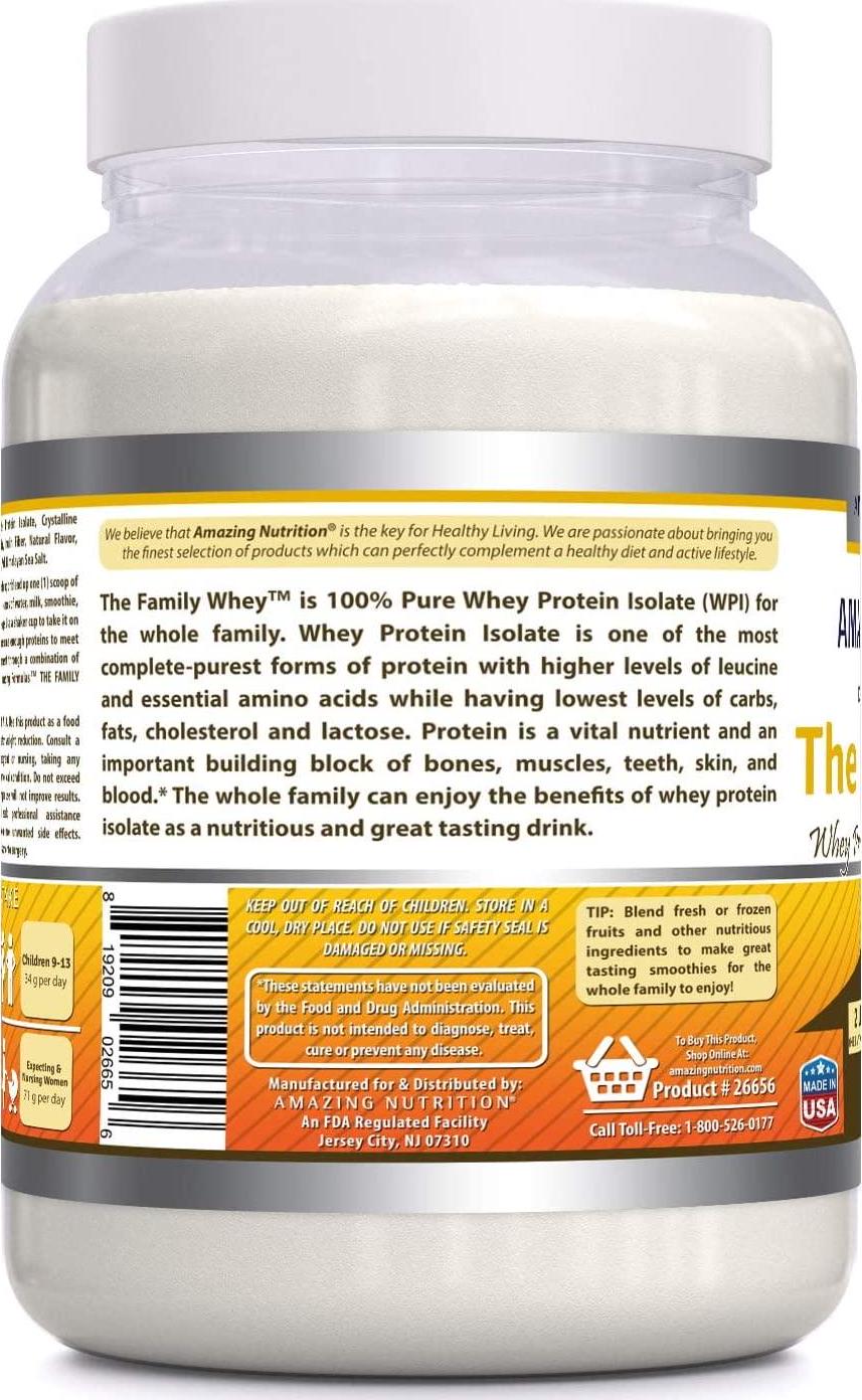 Amazing Formulas The Family Whey Whey Protein (Isolate) Powder for The Whole Family - 2 lbs - Most Complete and Purest Form of Protein - Gluten Free (Banana Flavor)