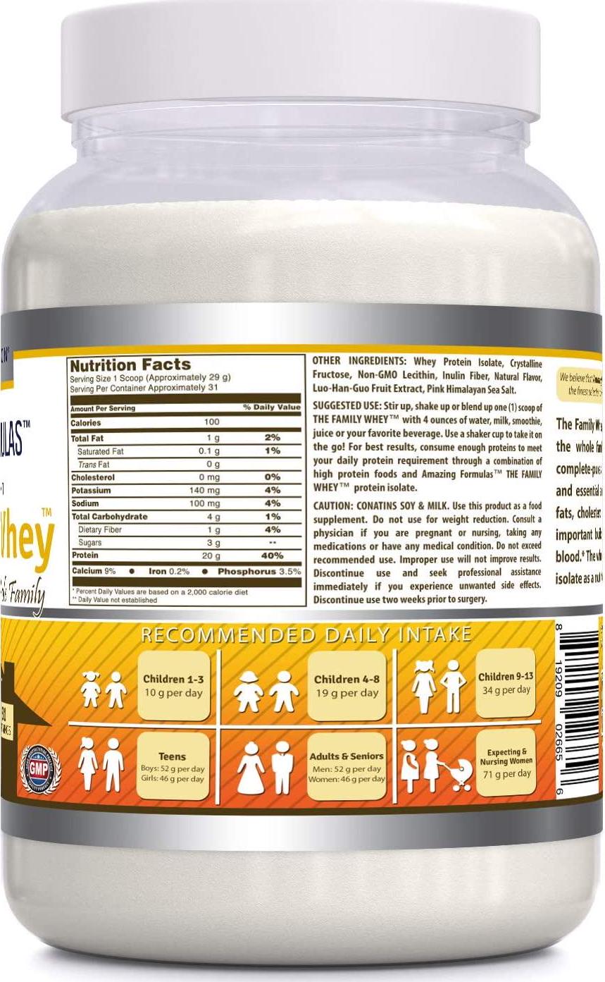 Amazing Formulas The Family Whey Whey Protein (Isolate) Powder for The Whole Family - 2 lbs - Most Complete and Purest Form of Protein - Gluten Free (Banana Flavor)