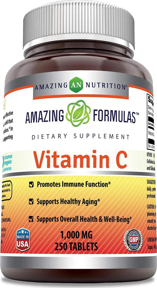 Amazing Formulas Vitamin C 1000 Mg, Tablets - (Non-GMO) Vegan - Promotes Immune Function* - Supports Healthy Aging* - Supports Overall Health and Well-Being* (250 Count)