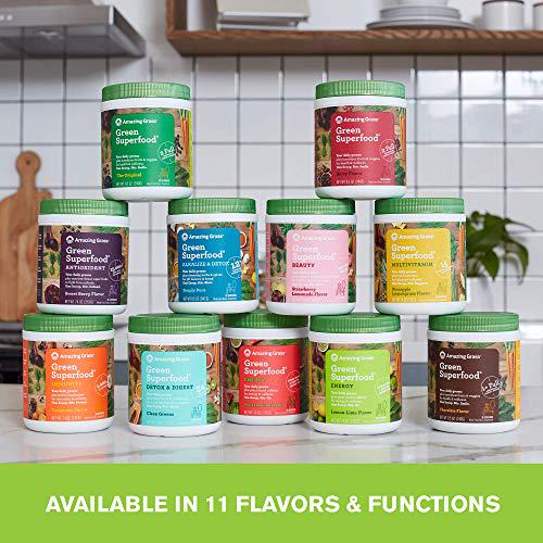 Amazing Grass Energy Green Superfood Lemon Lime Flavor, 7.4-Ounce Tub