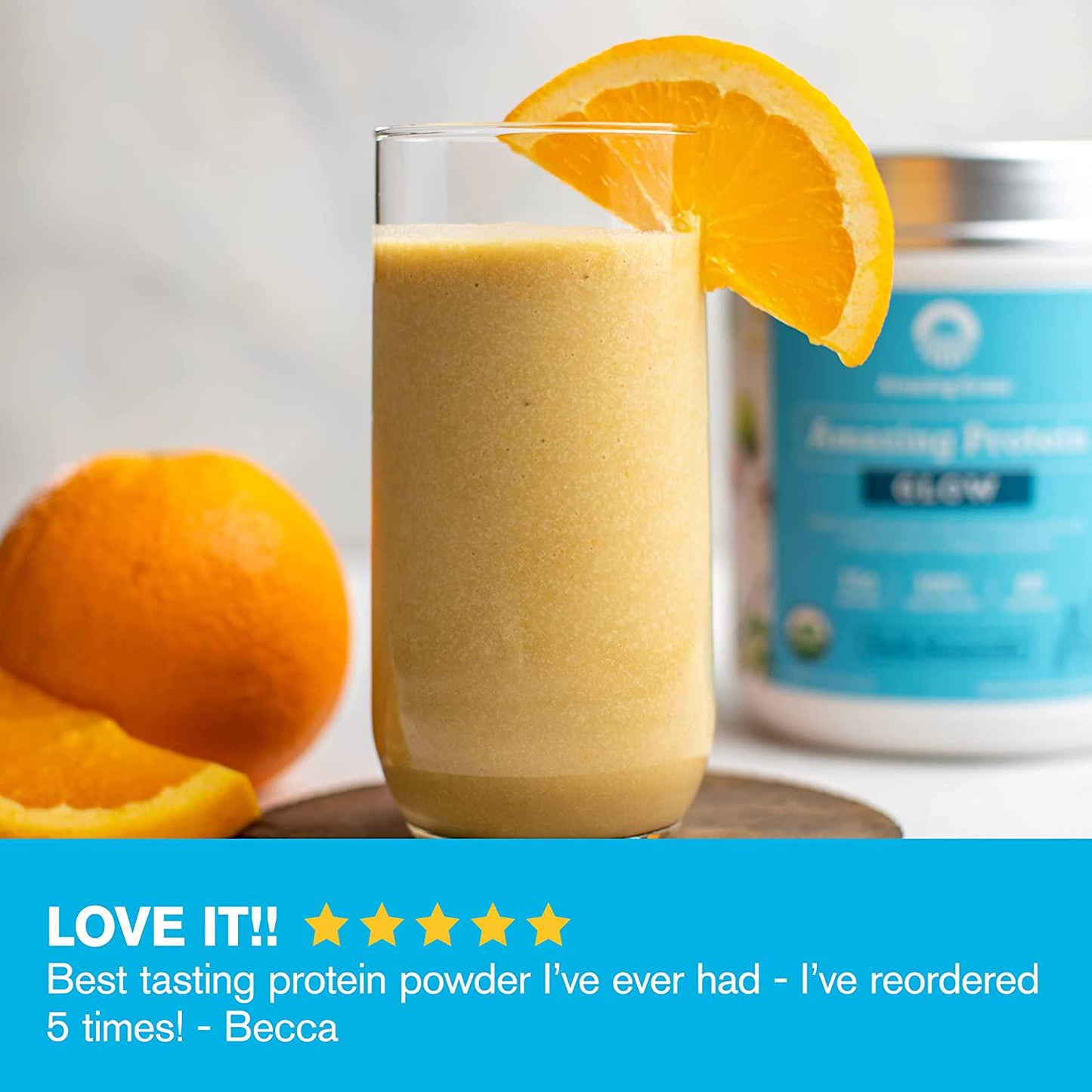 Amazing Grass GLOW Vegan Collagen Support with Biotin and Plant Based Protein Powder, Vanilla Honeysuckle, 15 Servings