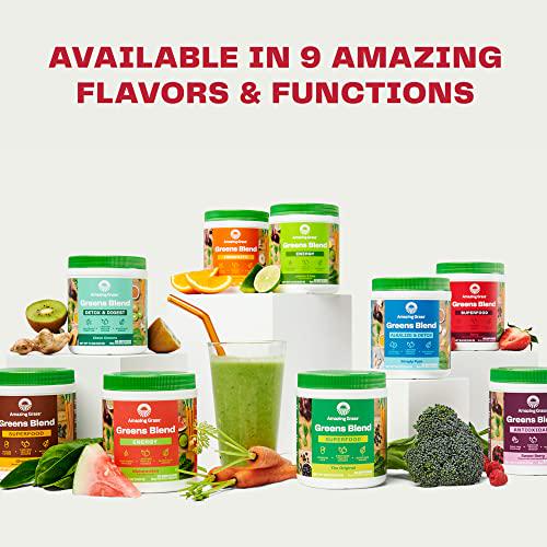Amazing Grass Greens Blend Superfood: Super Greens Powder with Spirulina, Chlorella, Beet Root Powder, Digestive Enzymes and Probiotics, Berry, 60 Servings (Packaging May Vary)