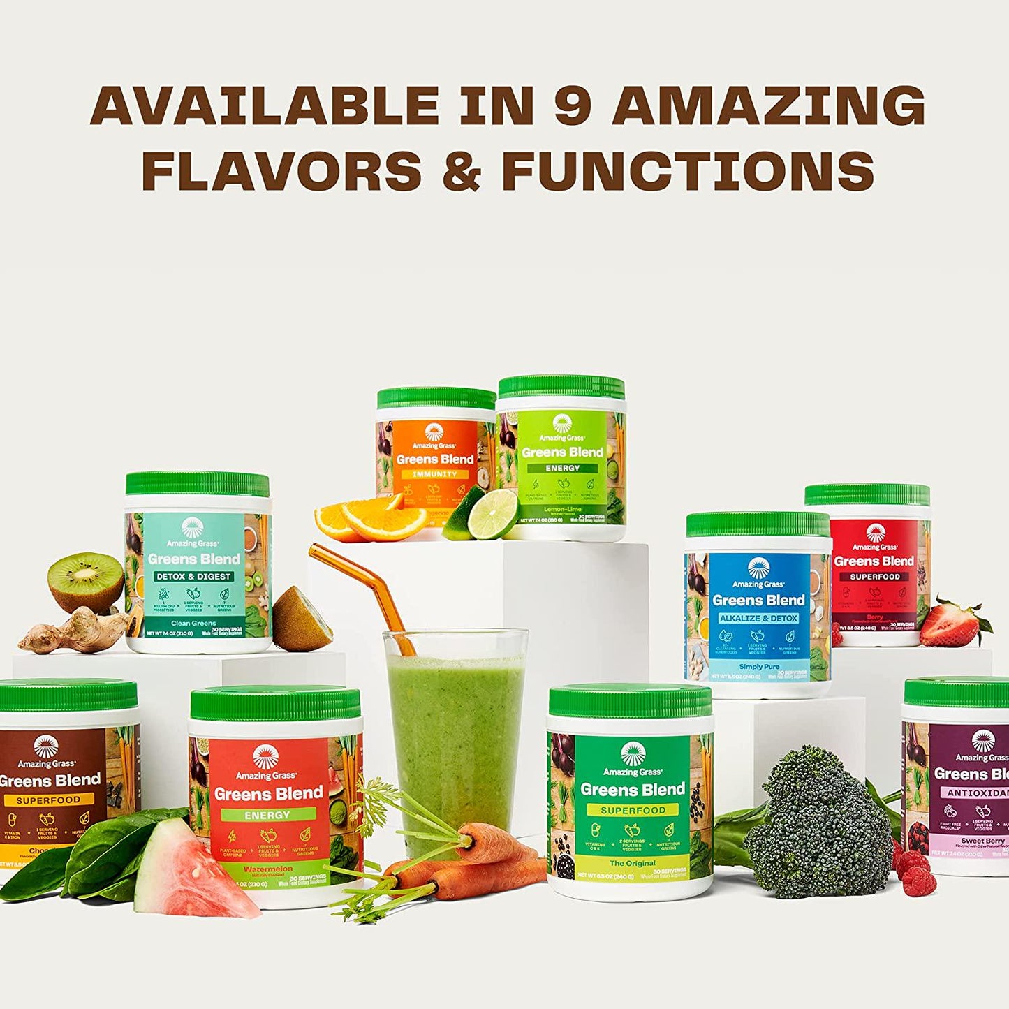 Amazing Grass Greens Blend Superfood: Super Greens Powder with Spirulina, Chlorella, Beet Root Powder, Digestive Enzymes and Probiotics, Chocolate, 60 Servings (Packaging May Vary)