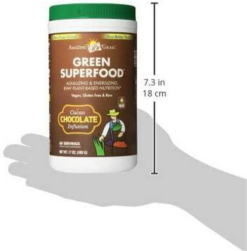 Amazing Grass Greens Blend Superfood: Super Greens Powder with Spirulina, Chlorella, Beet Root Powder, Digestive Enzymes and Probiotics, Chocolate, 60 Servings (Packaging May Vary)