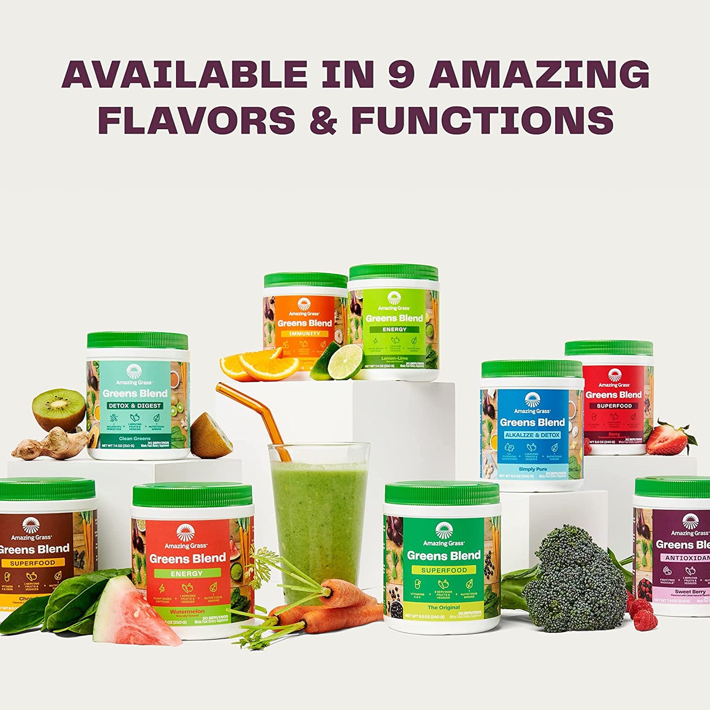 Amazing Grass Greens Blend Antioxidant: Super Greens Powder with Spirulina, Beet Root Powder, Elderberry and Probiotics, Sweet Berry, 60 Servings (Packaging May Vary)