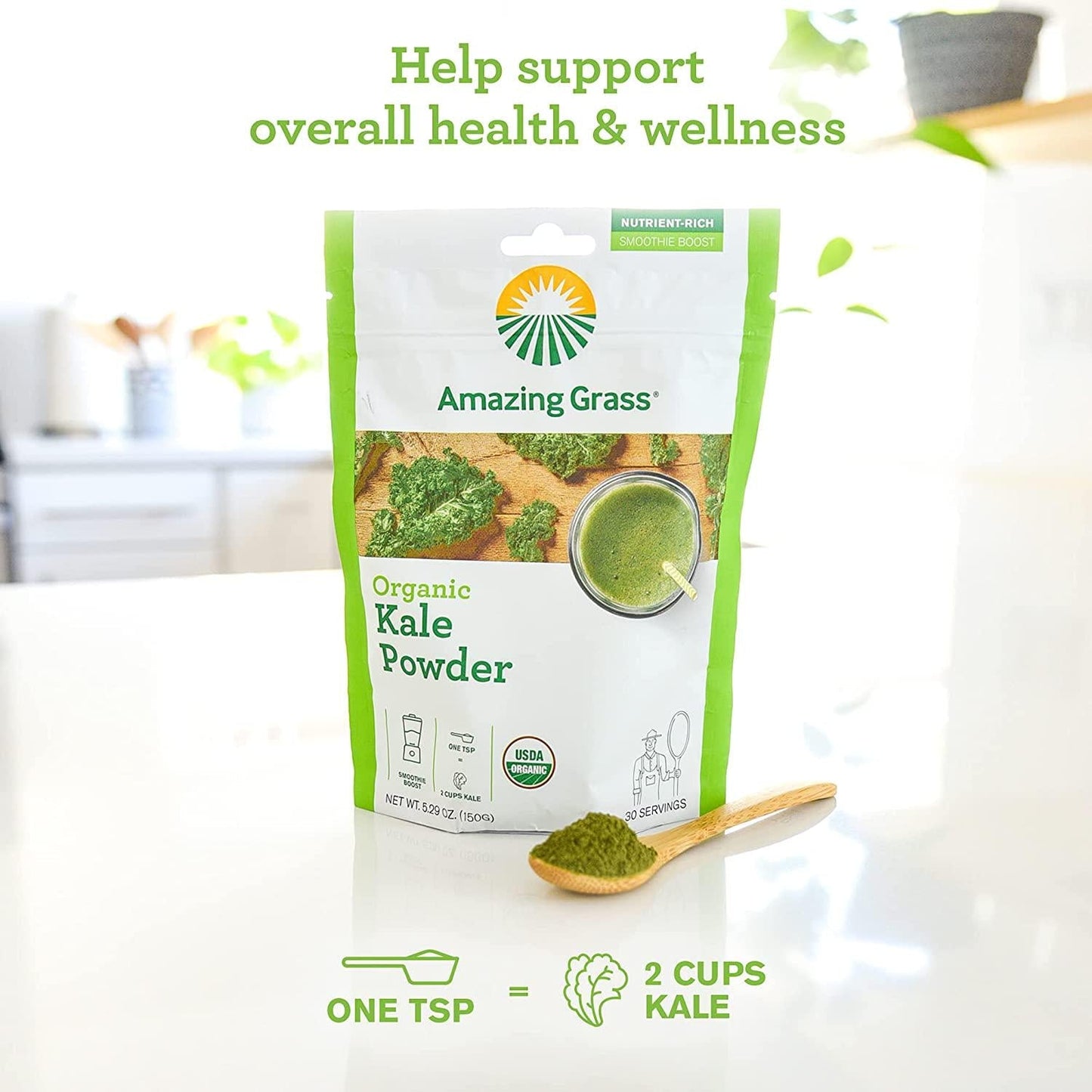 Amazing Grass Organic Kale Powder: Smoothie Booster with Super Greens and Vitamin K, 30 Servings