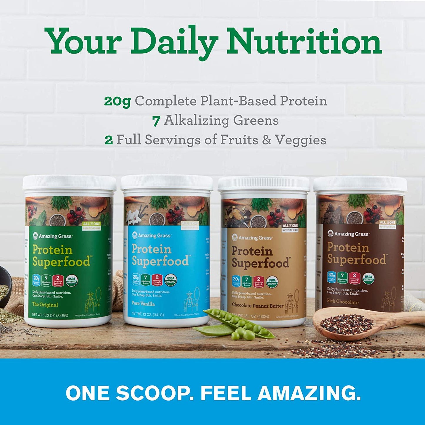 Amazing Grass PSF Powder, Pure Vanilla, 20 Servings (Old Version)