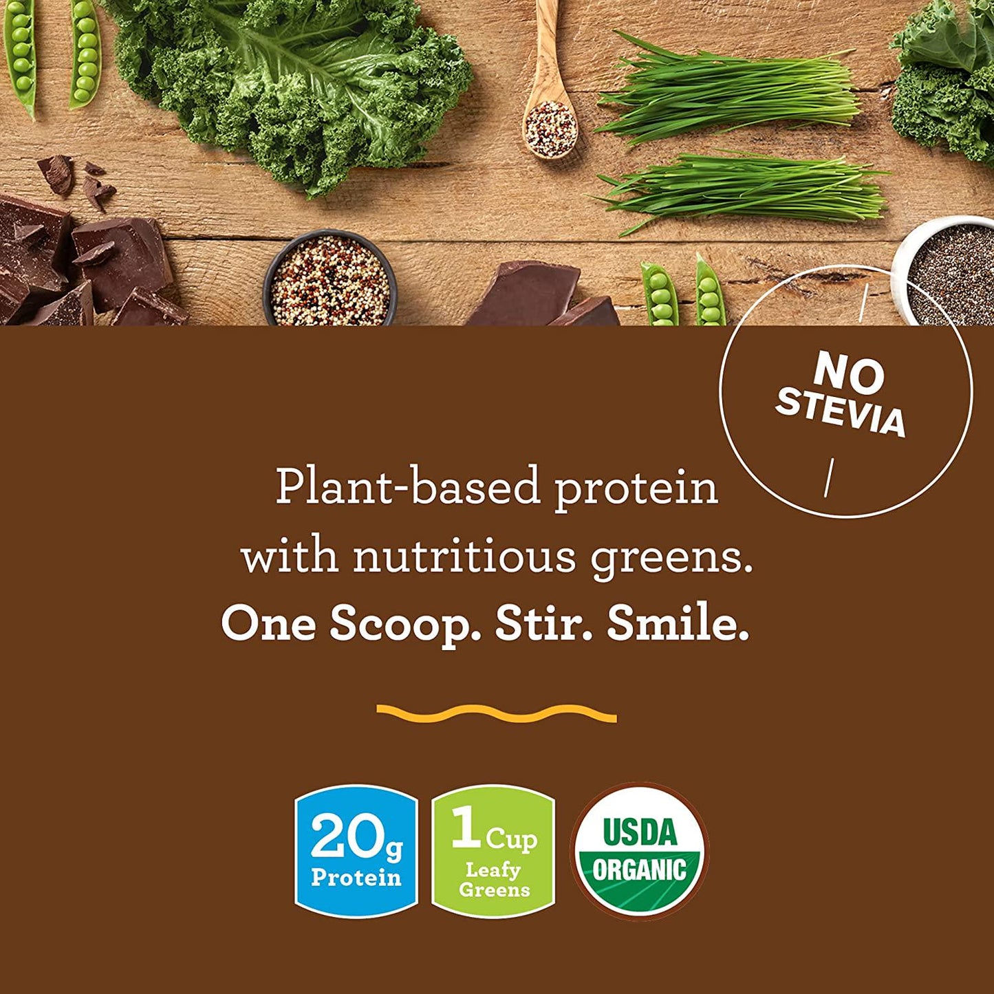 Amazing Grass Vegan Protein and Kale Powder: 20g of Organic Protein + 1 Cup Leafy Greens per Serving, Chocolate, 15 Servings