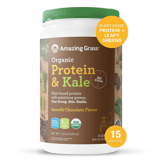 Amazing Grass Vegan Protein and Kale Powder: 20g of Organic Protein + 1 Cup Leafy Greens per Serving, Chocolate, 15 Servings