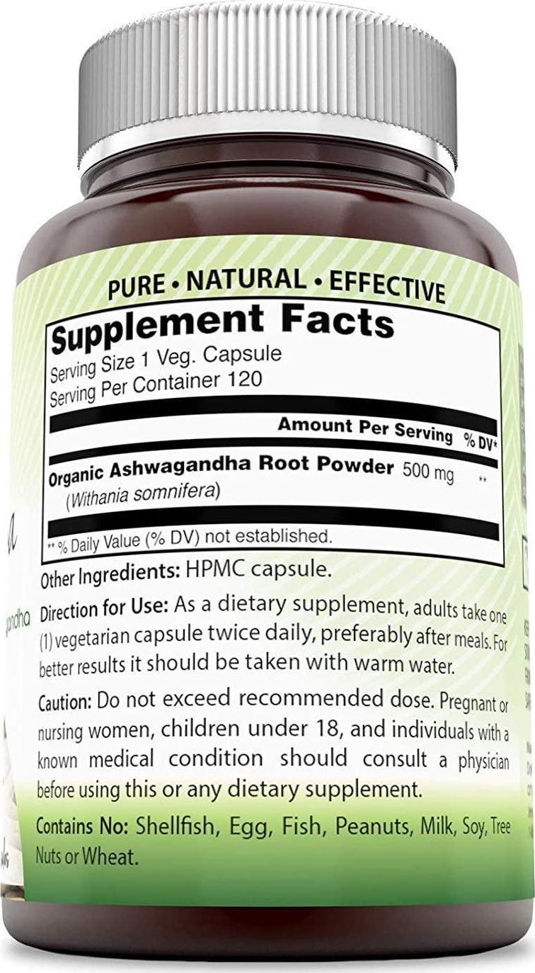 Amazing India Ashwagandha 500 Mg 120 Veg Capsules Promotes healthy Immunity Supports Stress Management and Promotes Vitality
