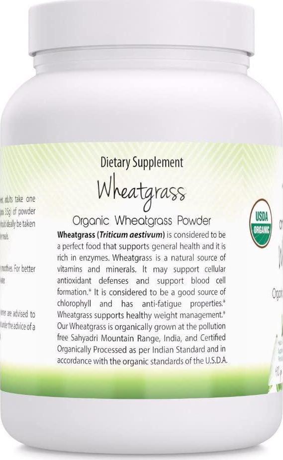 Amazing India USDA Certified Organic Wheatgrass Power 482 gm (17 oz) *Helps in The Formulation of Hemoglobin, Supports Healthy Weight Management,Promotes Overall Health and Well-Being Pack of 2