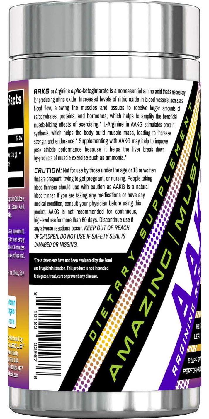 Amazing Muscle AAKG(Arginine Alpha-ketoglutarate) 3500 mg 180 Tablets 60 Serving - - Supports high Potency, Helps to Build Lean Muscle Mass and Supports Athletic Performance, Strength and Endurance