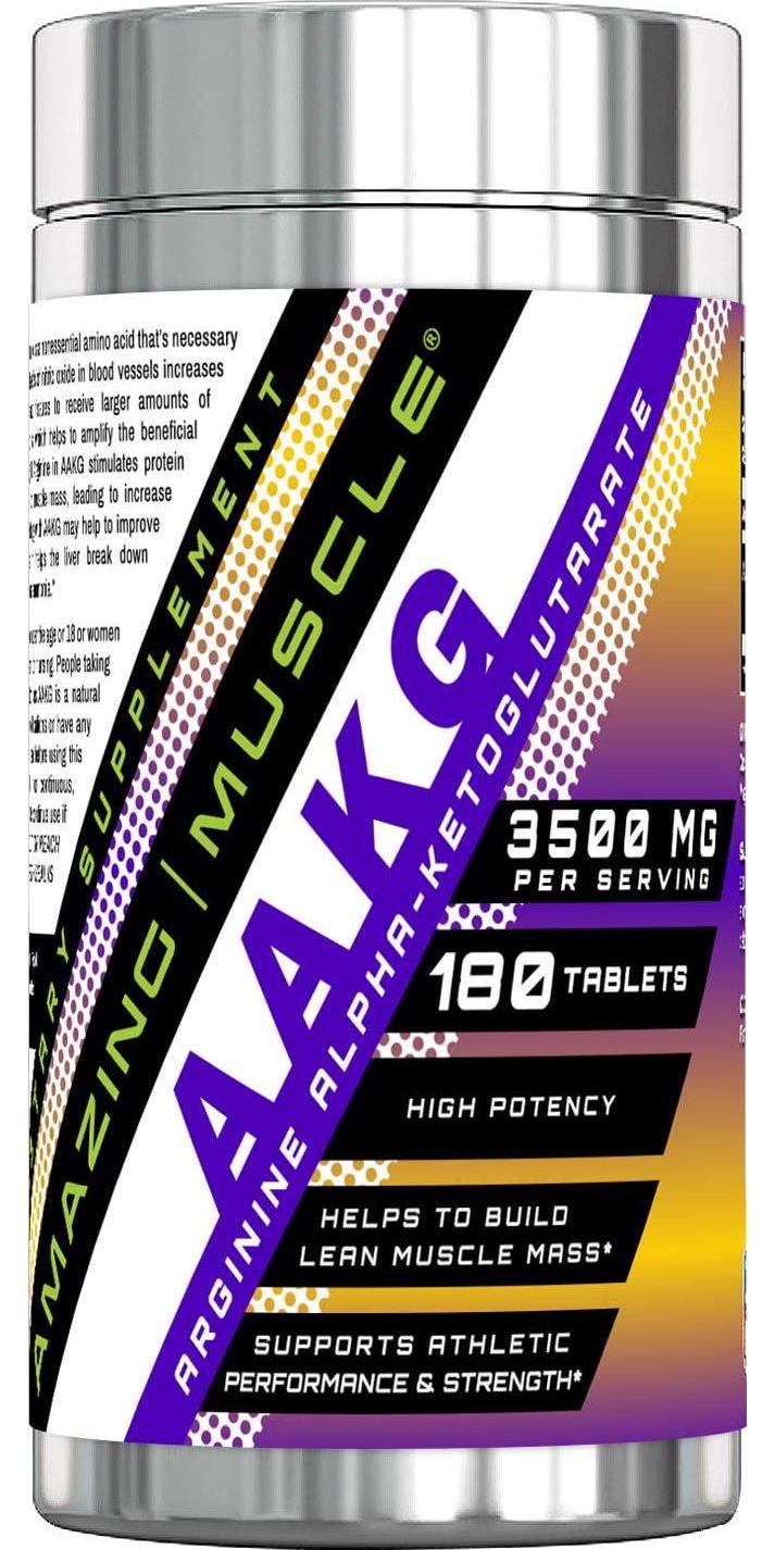 Amazing Muscle AAKG(Arginine Alpha-ketoglutarate) 3500 mg 180 Tablets 60 Serving - - Supports high Potency, Helps to Build Lean Muscle Mass and Supports Athletic Performance, Strength and Endurance