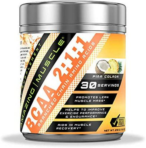Amazing Muscle BCAA 2:1:1 Branched Chain Amino Acids - 6,000 MG - 30 Servings - Promotes Lean Muscles - Supports Swifter Muscle Recovery - Enhances Endurance Levels (Pina Colada)