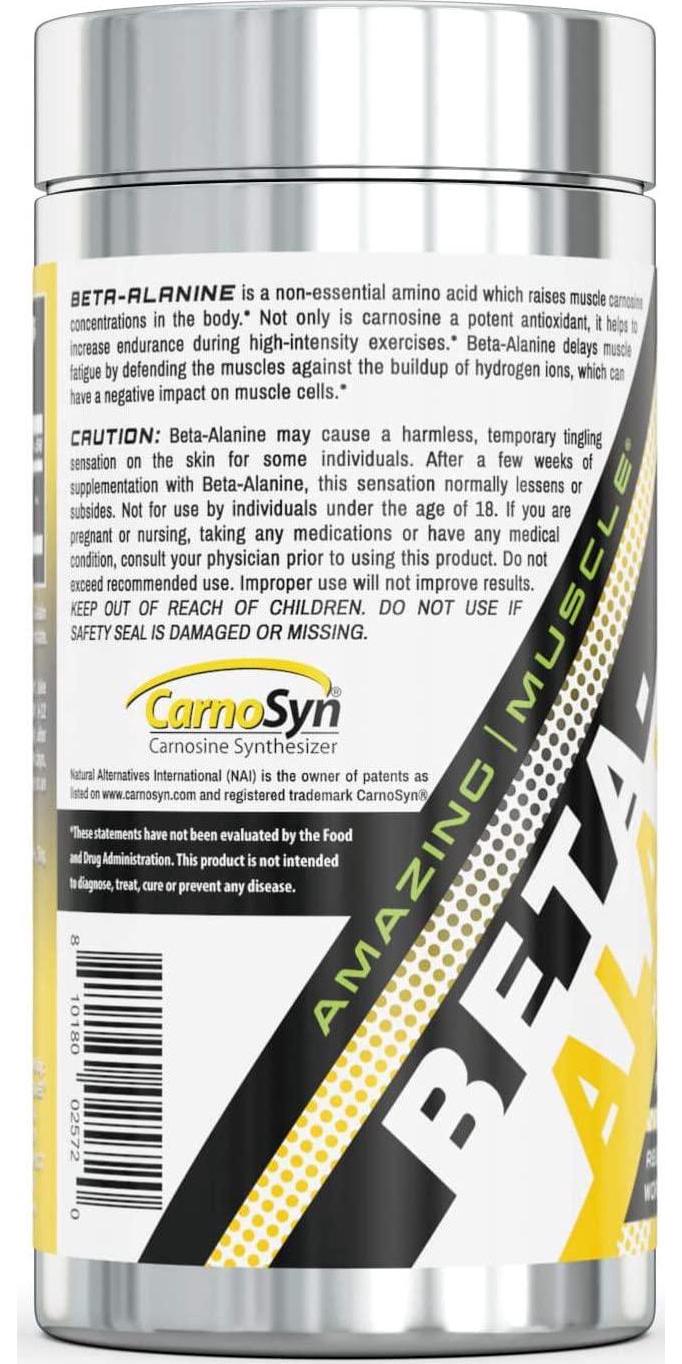 Amazing Muscle Beta-Alanine 2.25g 120 Capsule - Ideal Pre and Post Workout Supplement