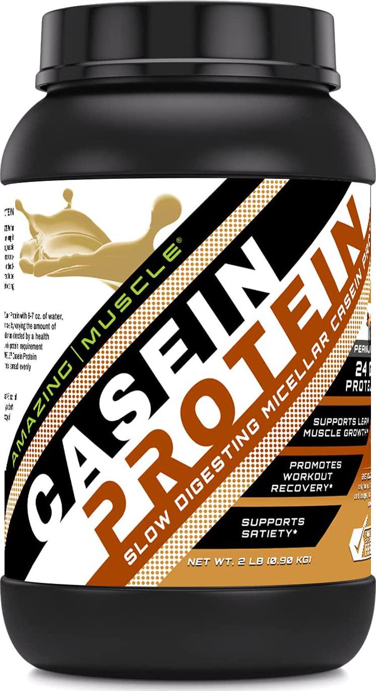 Amazing Muscle Casein Protein Peanut Butter 2 Lb - Promotes Lean Muscle Gain - May Benefit The Immune System - Supports Swift Muscle Recovery