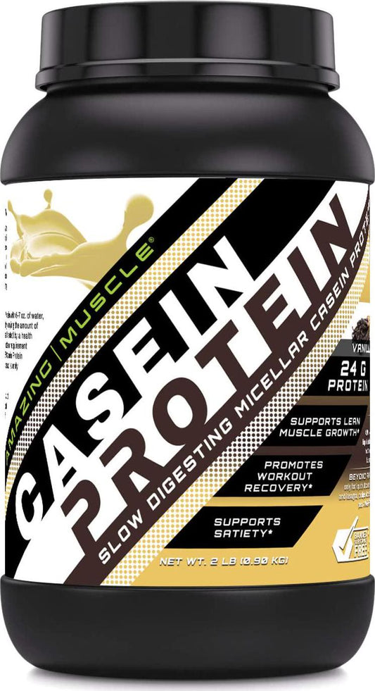 Amazing Muscle Casein Protien Vanilla 2 Lb - Promotes Lean Muscle Gain - May Benefit The Immune System - Supports Swift Muscle Recovery