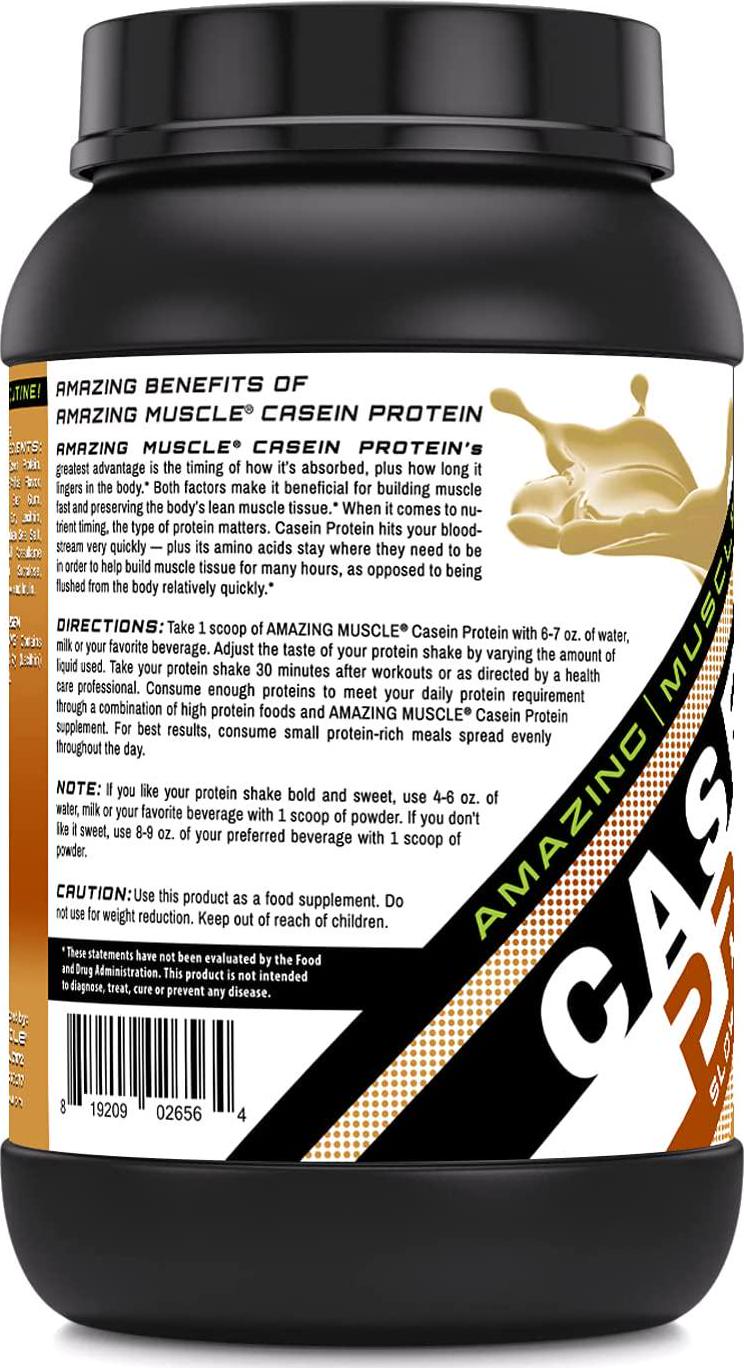 Amazing Muscle Casein Protein Peanut Butter 2 Lb - Promotes Lean Muscle Gain - May Benefit The Immune System - Supports Swift Muscle Recovery