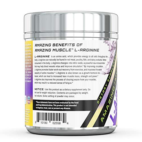 Amazing Muscle L-Arginine Essential Amino Acid Powder Net Wt. 1 lb- Unflavored 4.6g Per Serving (Approx. 98 Servings)- Workout Muscle Recovery Supplements *