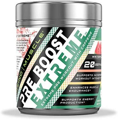 Amazing Muscle Pre Boost Extreme - Pre-Workout Formula with Caffeine, Bioperine, BCAAs and More - Supports Increased Workout Intensity - Enhances Muscle Endurance -20 Full Servings (Watermelon)