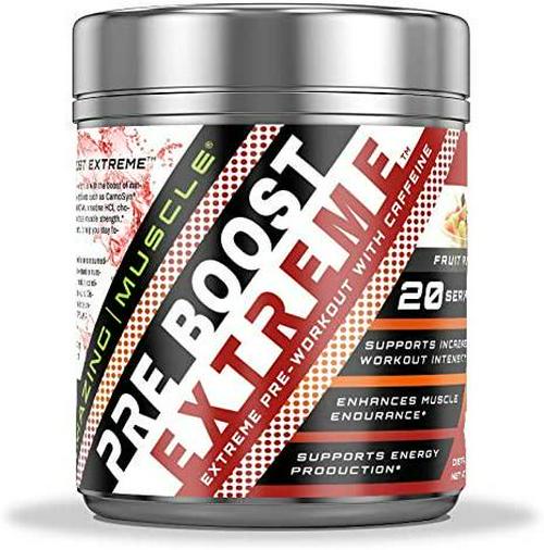 Amazing Muscle Pre Boost Extreme - Pre-Workout Formula with Caffeine, Bioperine, BCAAs and More - Supports Increased Workout Intensity - Enhances Muscle Endurance -20 Full Servings (Fruit Punch)