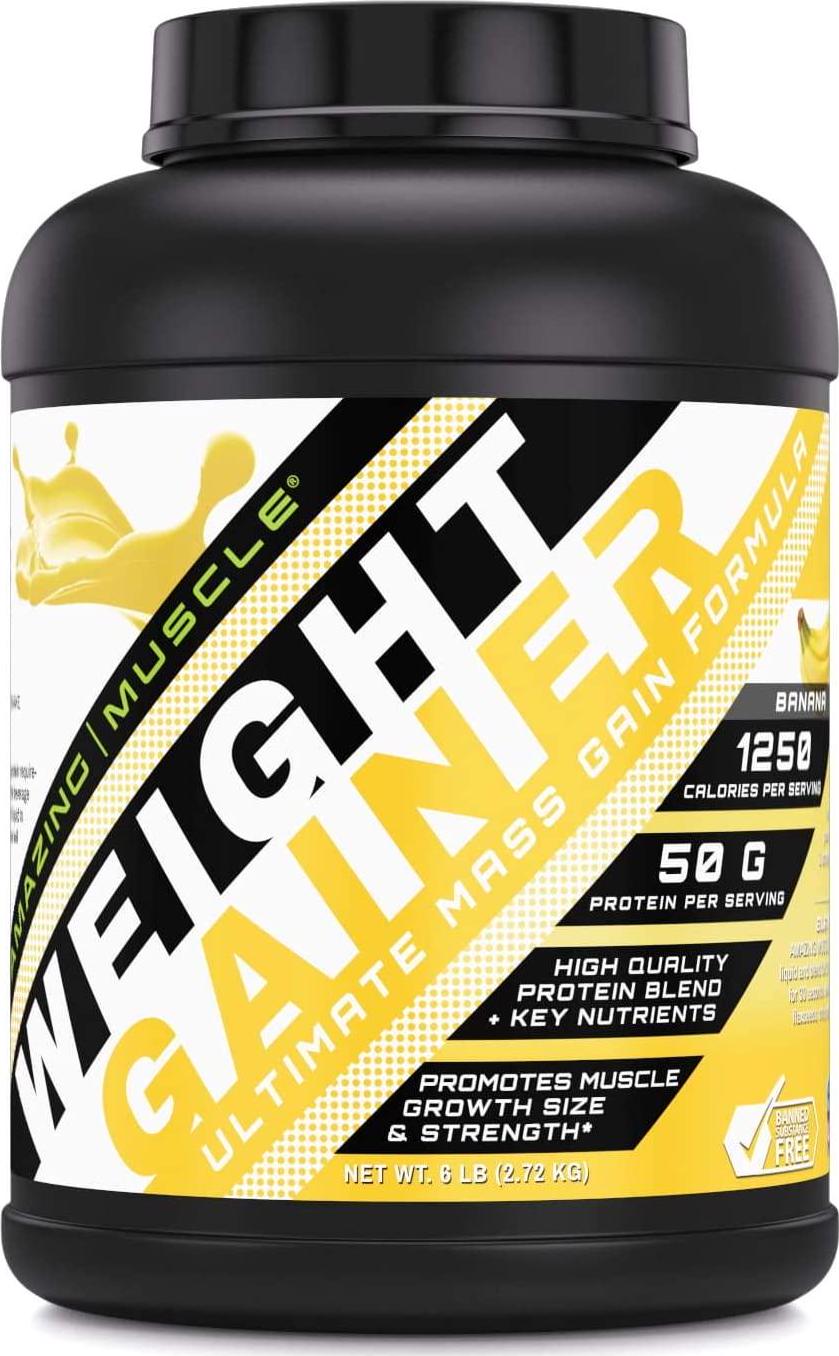 Amazing Muscle - Whey Protein Gainer - 6 Lb - Supports Lean Muscle Growth and Workout Recovery (Banana)