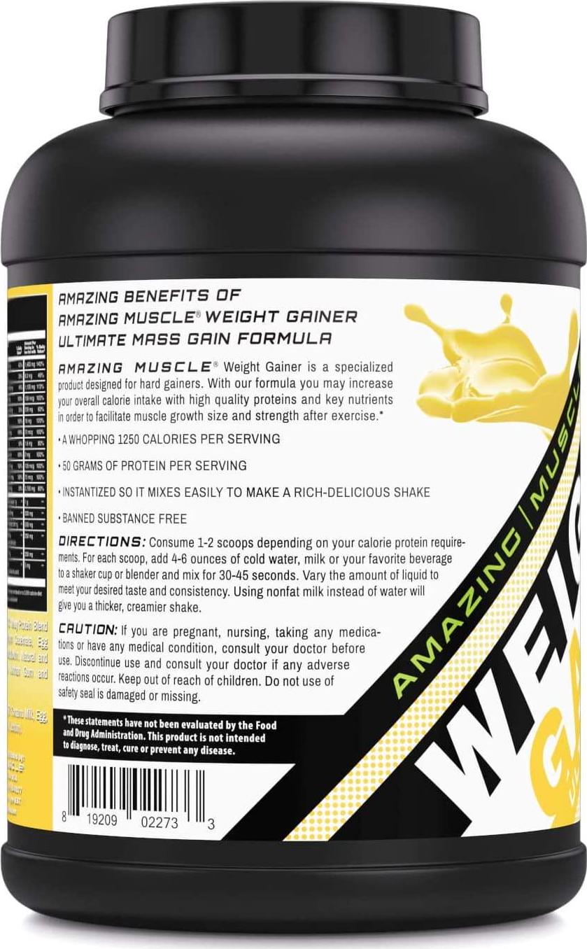 Amazing Muscle - Whey Protein Gainer - 6 Lb - Supports Lean Muscle Growth and Workout Recovery (Banana)