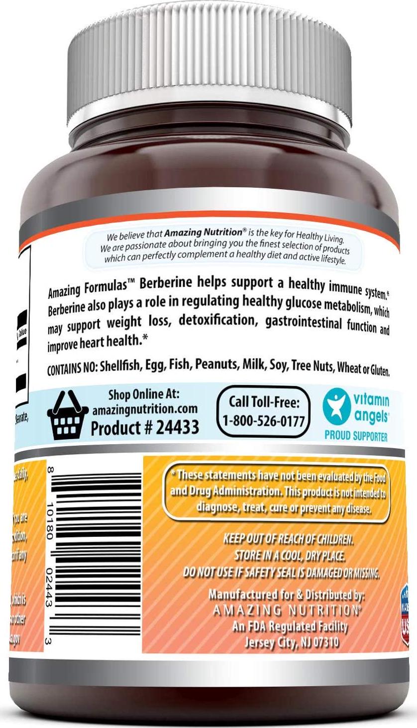 Amazing Nutrition Berberine Plus 500 mg 120 Capsules - Supports immune system - Supports glucose metabolism - Aid in healthy weight management - (3 Pack)