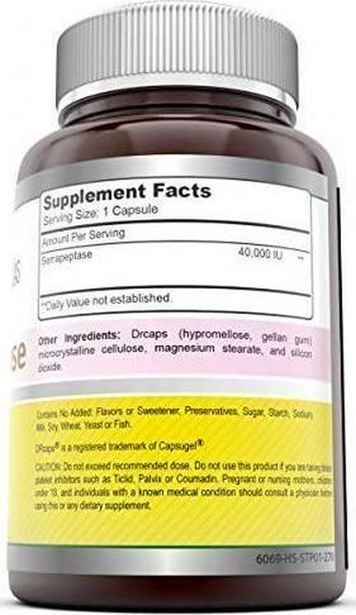 Amazing Nutrition Serrapeptase 40,000 IU 270 Capsules (Non-GMO, Gluten-Free) - Natural Anti-Inflammatory - Promotes Healthy Sinuses - Supports Cardiovascular Immune and Arterial Health