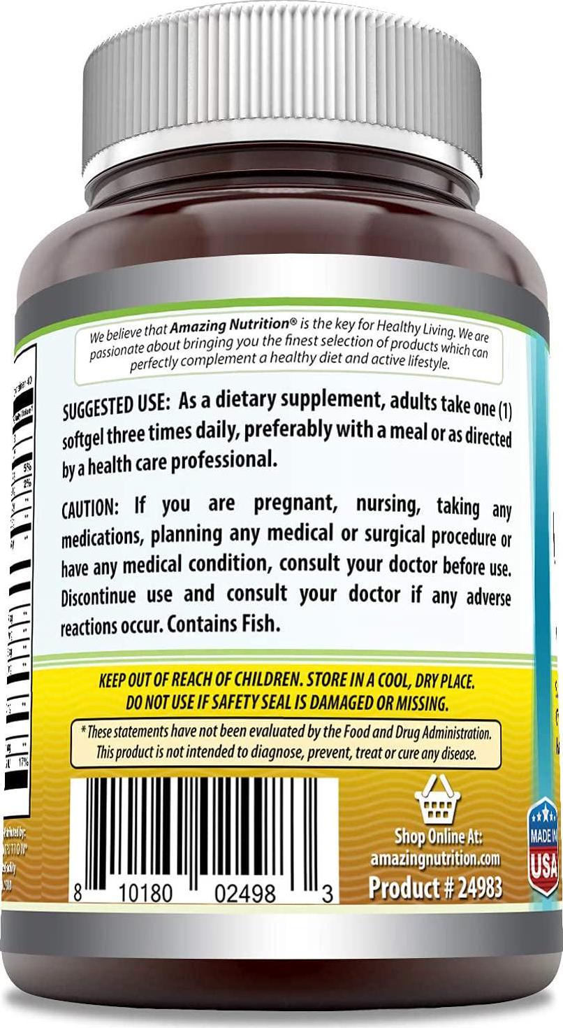Amazing Omega 3.6.9 1200 mg, Softgels * Unique Formula Combining Flaxseed Oil 400 mg, Fish Oil 400 mg and Borage Oil 400 mg * Rich in Omega-3, Omega-6 and Omega-9 Fatty Acids * (250 Count)