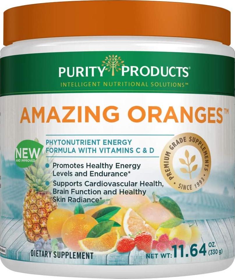 Amazing Oranges Powder by Purity Products - Power Packed with Vitamin C, Vitamin D, Calcium, Magnesium, Potassium, Fiber, Electrolytes and Bio Flavonoids - 30 Day Supply