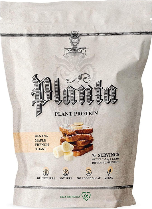 Ambrosia Planta - Premium Organic Plant-Based Protein | Vegan and Keto Friendly | Gourmet Flavors with No Bloating or Stomach Upset | Gluten and Soy Free | No Added Sugar | 25 Servings | Banana Maple