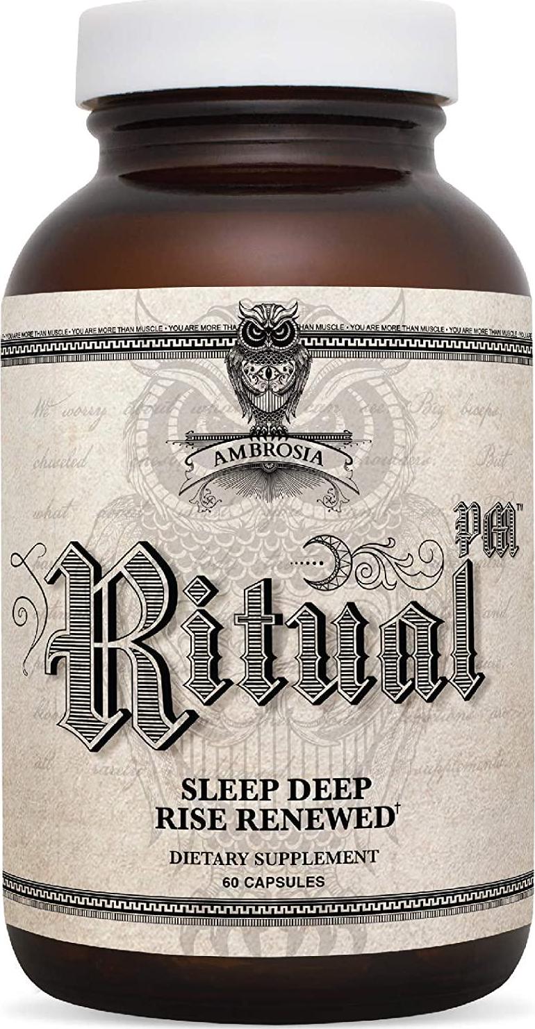 Ambrosia Ritual PM - Deep Sleep Booster | Super Mood Elevation | Circadian Rhythm and Recovery Enhancement | Cortisol Control | Clinically Proven Natural Formula Better Than Melatonin - 60 Veggie Caps