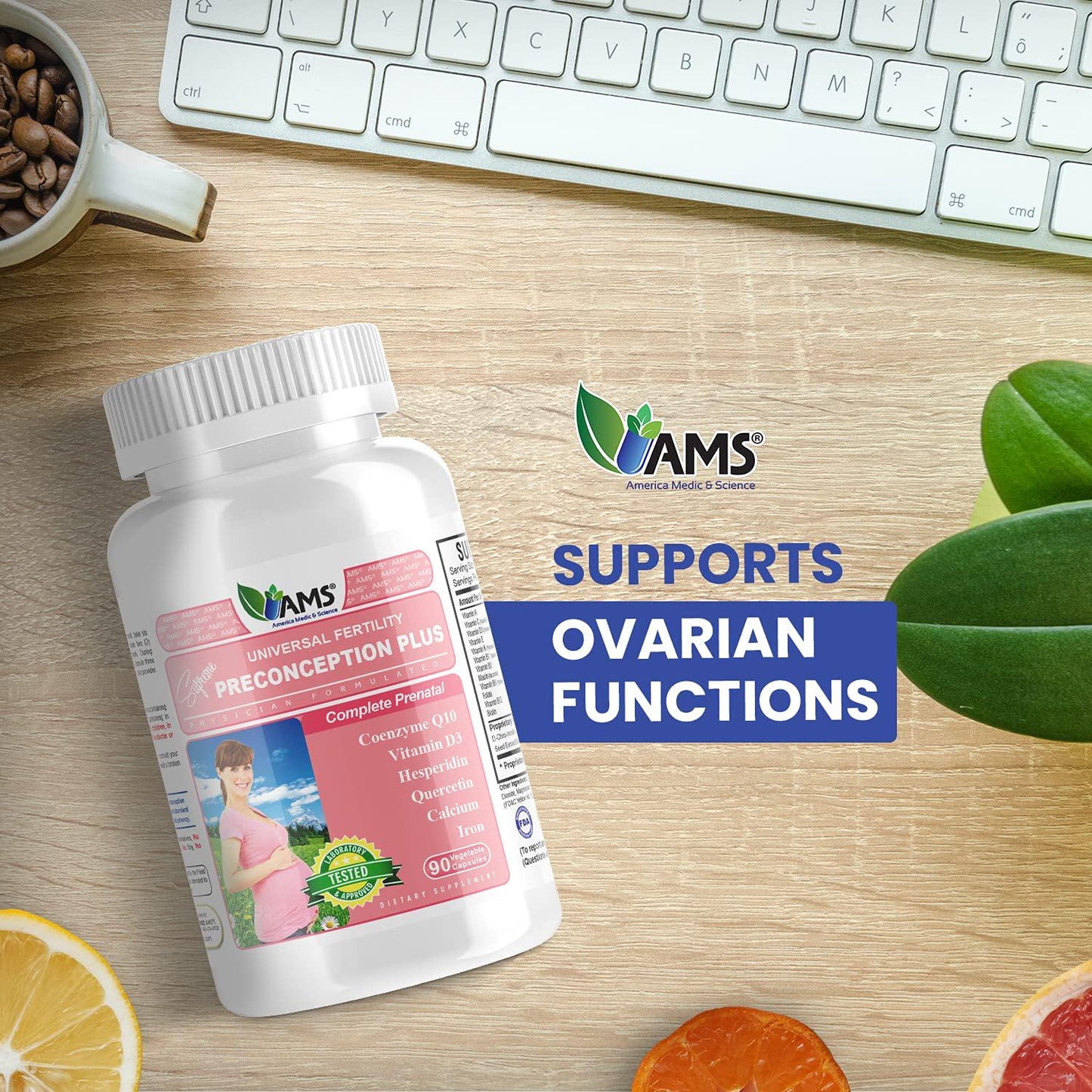 America Medic and Science Preconception Plus (90 Capsules) Conception and Fertility Supplement | Physician Formulated Pills to Support Conception | Prenatal Vitamins Best for Women Trying to Conceive