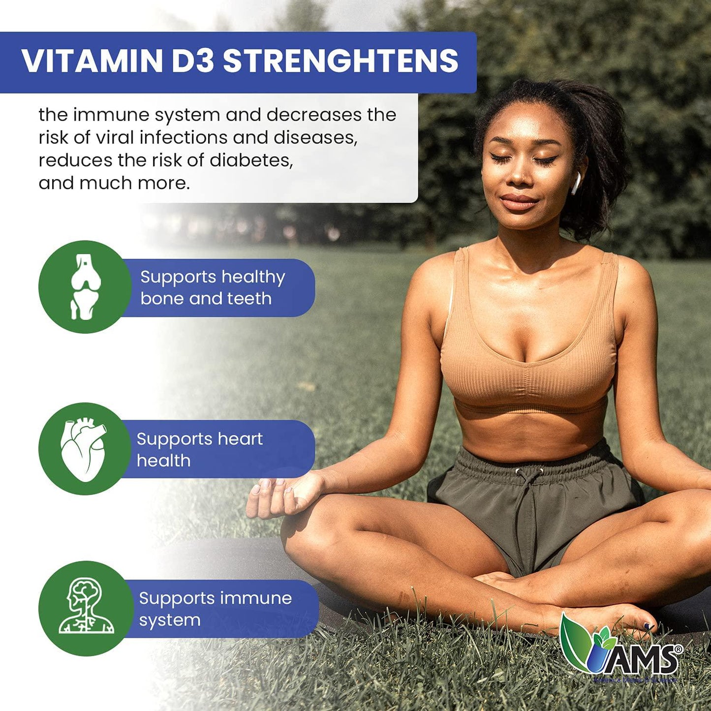 America Medic and Science Xtra D3 Vitamin D 10,000 IU (250 mcg) Cholecalciferol Supplement for Men and Women (60 Easy to Swallow Softgels) Best for Bone, Heart Health, Immune System Support, Lung Function