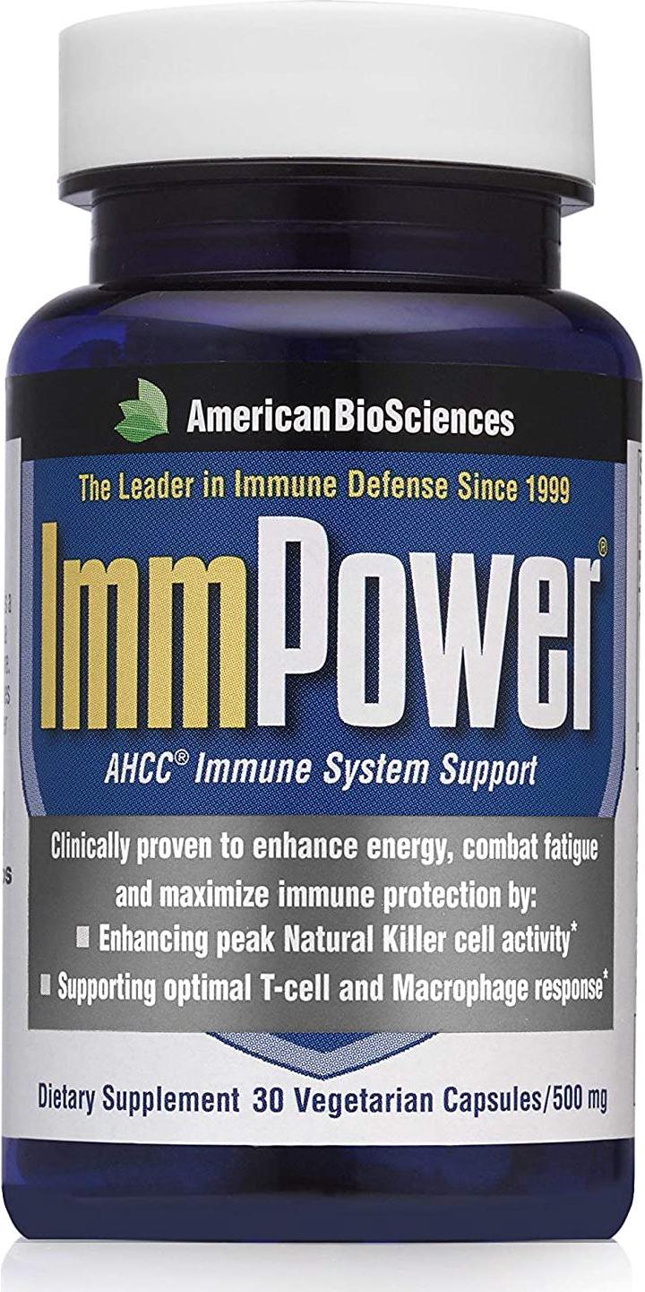 American BioSciences ImmPower AHCC Supplement, Enhanced Immune Support, Natural Killer Cell Activity and Cytokine Production, 30 Vegetarian Capsules, 500 milligrams per Capsule