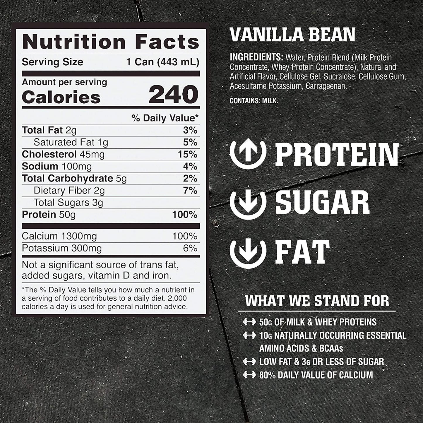 American Body Building (ABB) Pure Pro 50, Post-Workout Recovery Protein Shake, Muscle Builder, HI-Protein, Low Fat, Low Sugar, Vanilla Flavored, Ready to Drink 15 oz Bottles, 12 Count