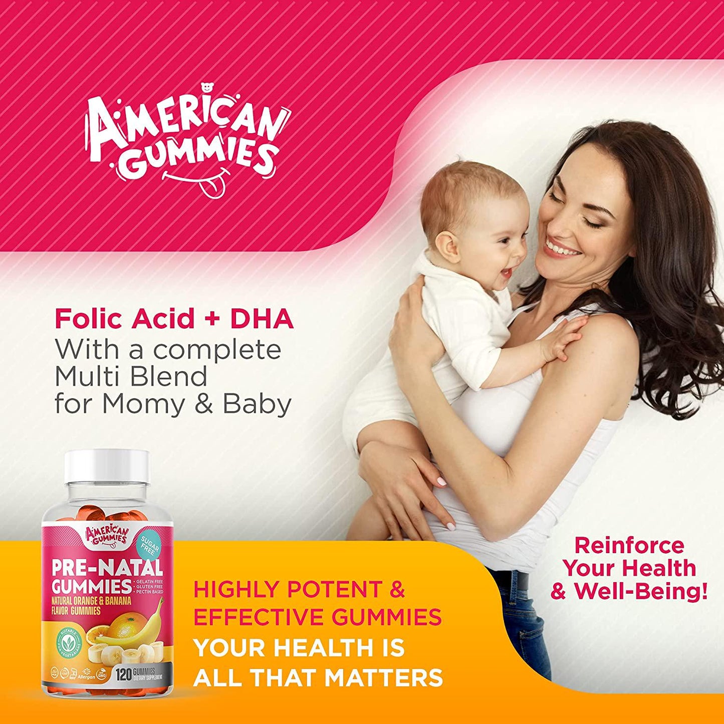 American Gummies Halal Pre-Natal Dietary Supplement, Easily Chewable Gummies for Her Before, During and After Pregnancy 120 Gummies