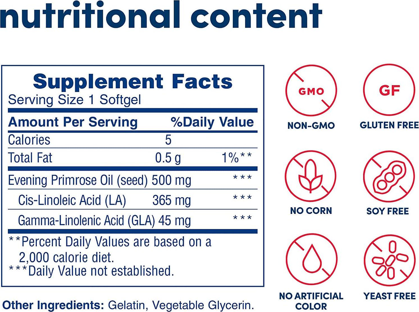 American Health Dietary Fiber Supplement Softgels, Evening Primrose Oil, 500 mg, 100 Count