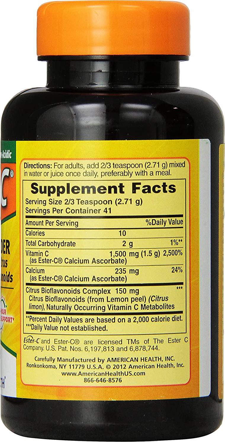 American Health Ester-C Powder with Citrus Bioflavonoids, 750 mg, 4 Ounce