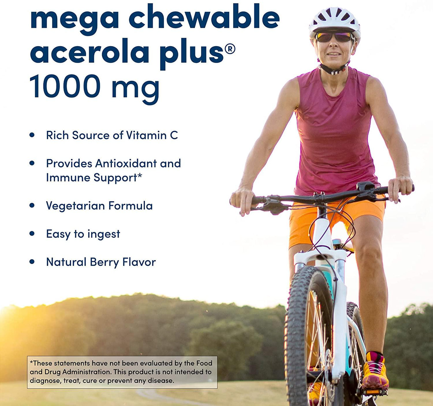 American Health Mega Acerola Plus, 1000 mg, Berry, 60 Count