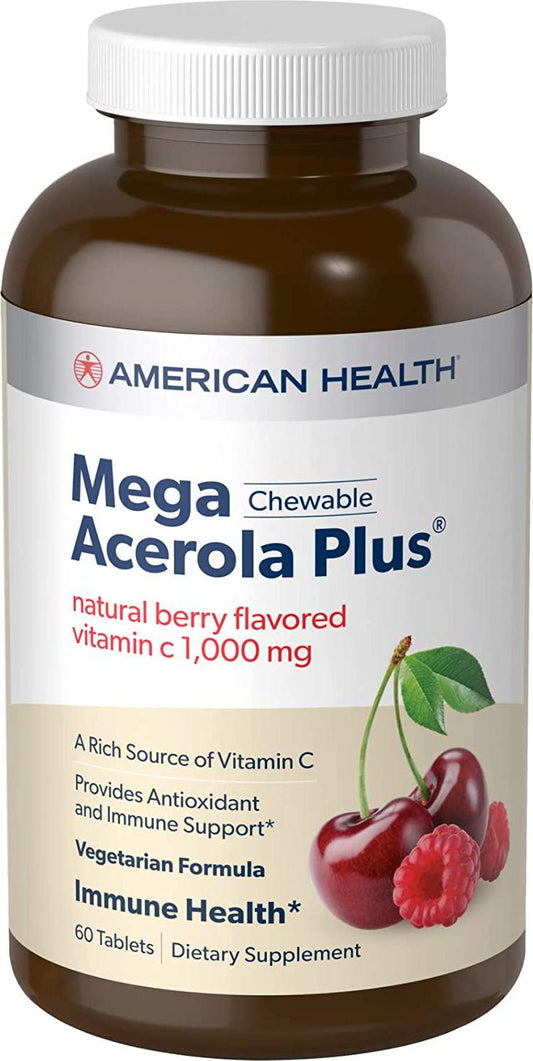 American Health Mega Acerola Plus, 1000 mg, Berry, 60 Count