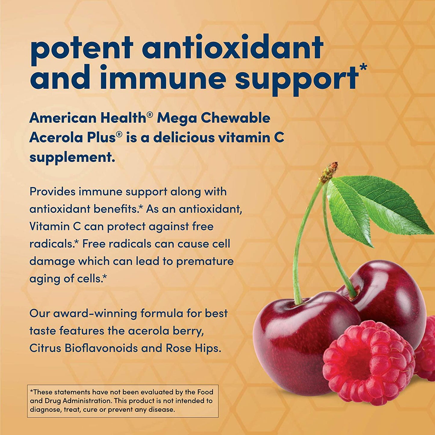 American Health Mega Acerola Plus, 1000 mg, Berry, 60 Count