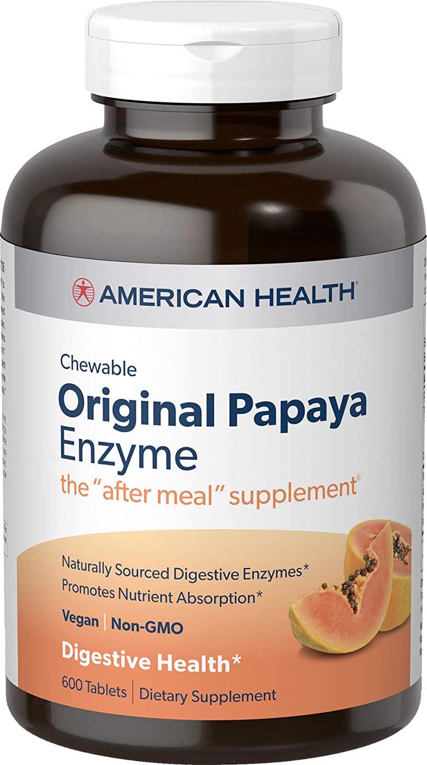 American Health Original Papaya Enzyme Chewable Tablets, 600 Count