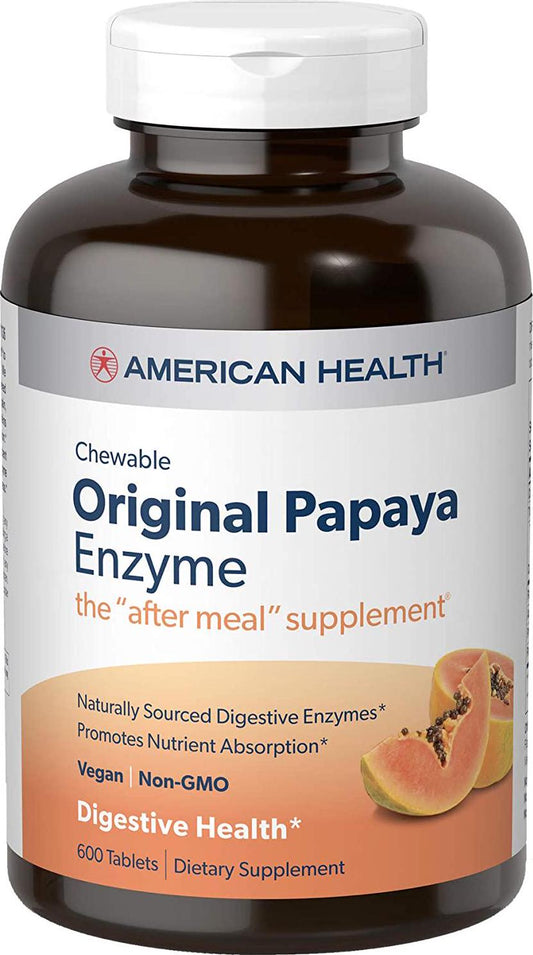American Health Original Papaya Enzyme Chewable Tablets, 600 Count